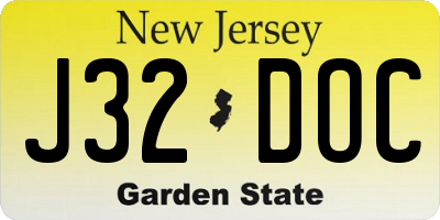 NJ license plate J32DOC