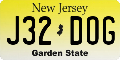 NJ license plate J32DOG