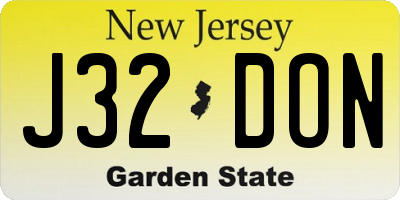 NJ license plate J32DON