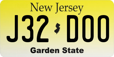 NJ license plate J32DOO