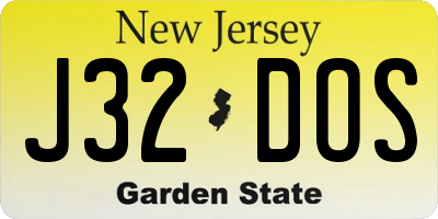 NJ license plate J32DOS