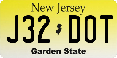 NJ license plate J32DOT