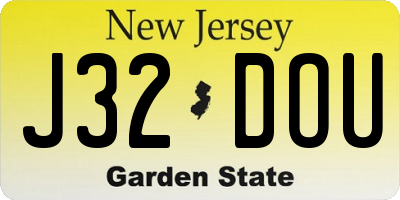 NJ license plate J32DOU