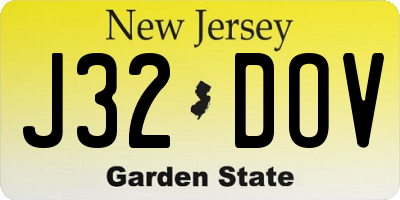 NJ license plate J32DOV
