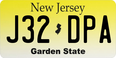 NJ license plate J32DPA