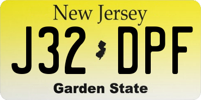 NJ license plate J32DPF