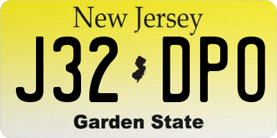 NJ license plate J32DPO