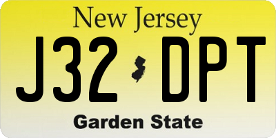 NJ license plate J32DPT