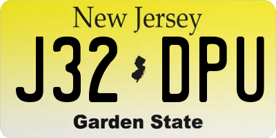 NJ license plate J32DPU