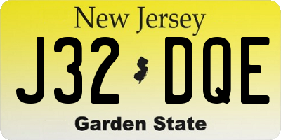 NJ license plate J32DQE