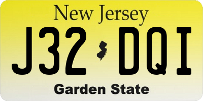 NJ license plate J32DQI