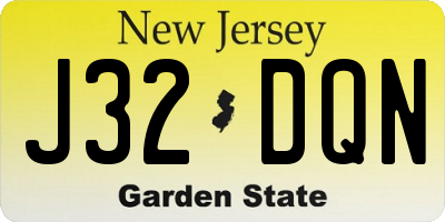 NJ license plate J32DQN