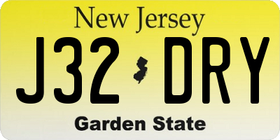 NJ license plate J32DRY