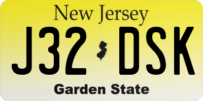 NJ license plate J32DSK
