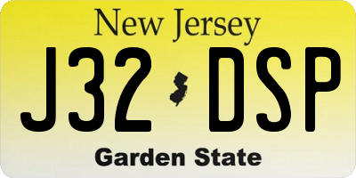 NJ license plate J32DSP