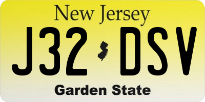 NJ license plate J32DSV