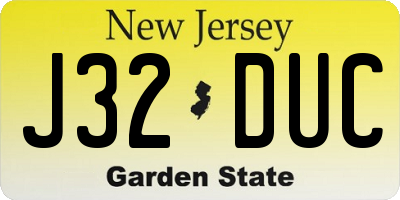 NJ license plate J32DUC