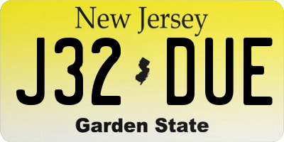 NJ license plate J32DUE