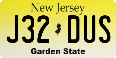 NJ license plate J32DUS