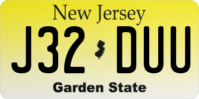 NJ license plate J32DUU