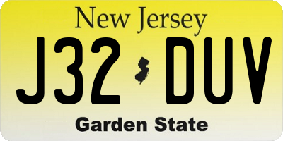 NJ license plate J32DUV