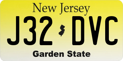 NJ license plate J32DVC
