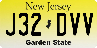NJ license plate J32DVV