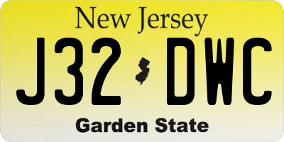 NJ license plate J32DWC