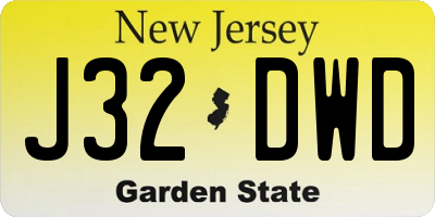NJ license plate J32DWD