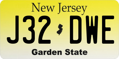 NJ license plate J32DWE