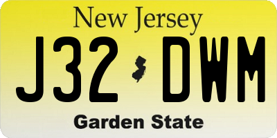 NJ license plate J32DWM