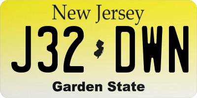 NJ license plate J32DWN