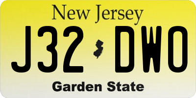 NJ license plate J32DWO
