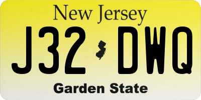 NJ license plate J32DWQ