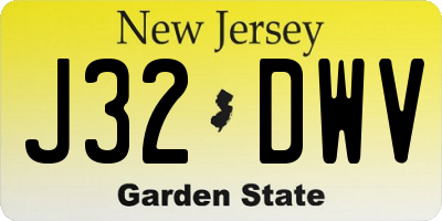 NJ license plate J32DWV