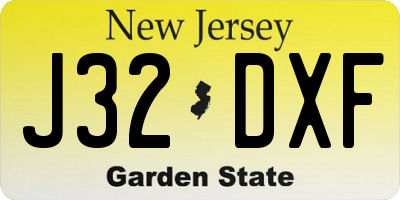 NJ license plate J32DXF
