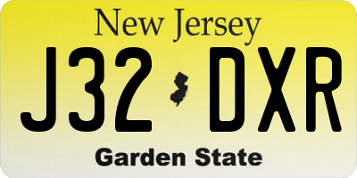 NJ license plate J32DXR
