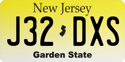 NJ license plate J32DXS