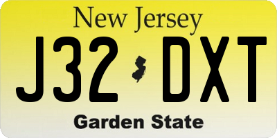 NJ license plate J32DXT