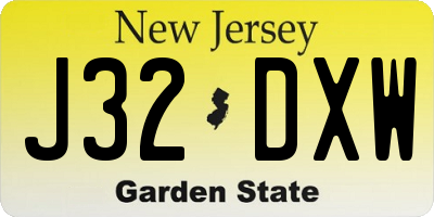 NJ license plate J32DXW