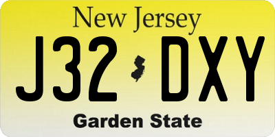 NJ license plate J32DXY