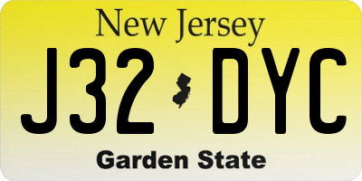 NJ license plate J32DYC