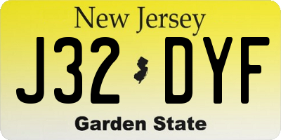 NJ license plate J32DYF