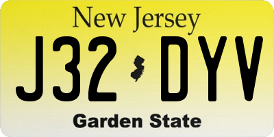 NJ license plate J32DYV