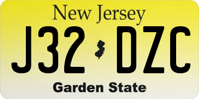 NJ license plate J32DZC