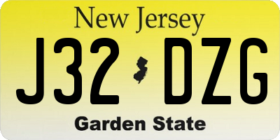 NJ license plate J32DZG
