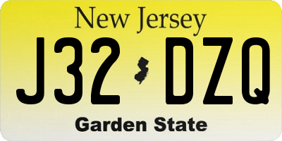 NJ license plate J32DZQ