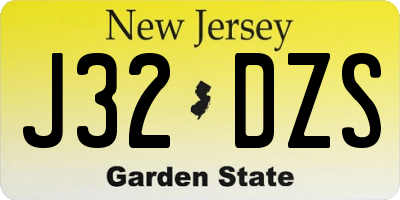 NJ license plate J32DZS