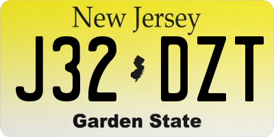 NJ license plate J32DZT