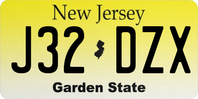 NJ license plate J32DZX